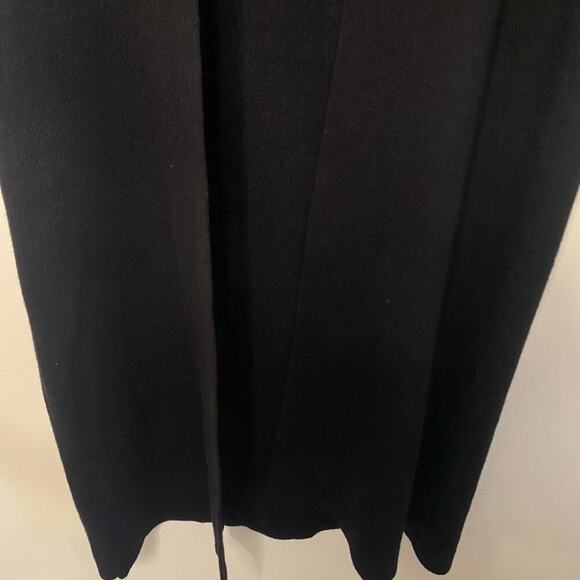 Nordstrom Long Black Wool Blend Open Cardigan Sweater MedTeacher Quiet Luxury - Picture 14 of 15